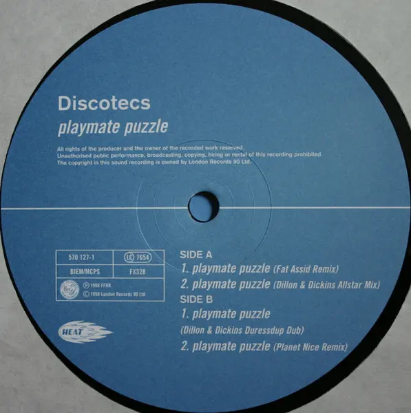 Discotec's - Playmate Puzzle, Electronic, Disco, House, Speed Garage, 1998 - FFRR, UK, Vinyl 1x 12"
