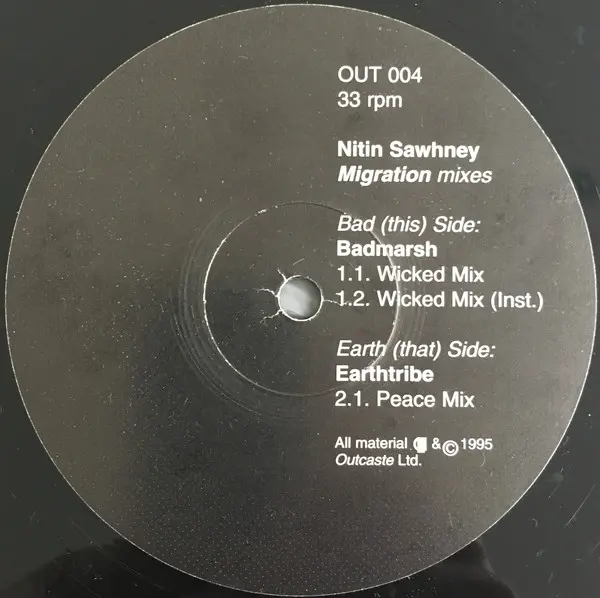 Nitin Sawhney - Migration Remixes, Electronic, Downtempo, 1995 - Outcaste Records, UK, Vinyl 1x 12", 33 ⅓ RPM