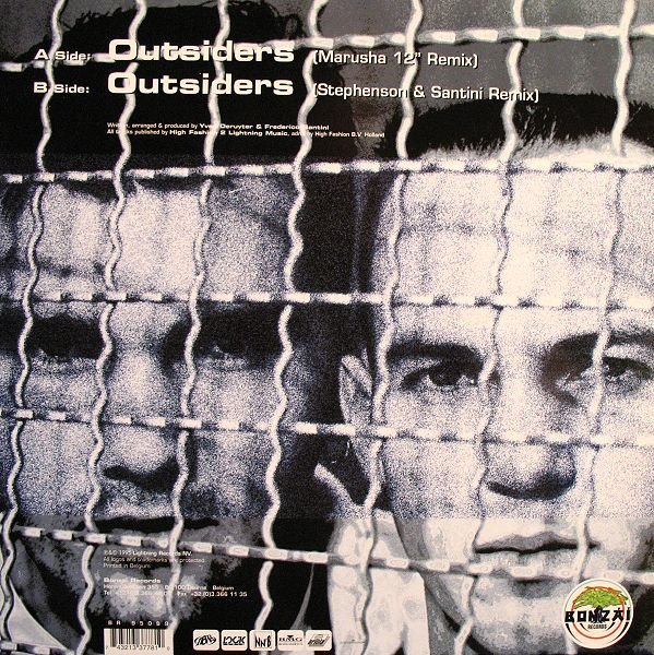 Yves Deruyter - Outsiders (Remixes), Electronic, Electro, Hard Trance, 1995 - Bonzai Records, NN'B, Belgium, Vinyl 1x 12", 45