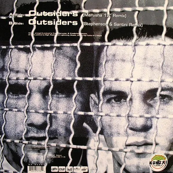 Yves Deruyter - Outsiders (Remixes), Electronic, Electro, Hard Trance, 1995 - Bonzai Records, NN'B, Belgium, Vinyl 1x 12", 45