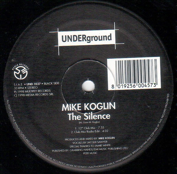Mike Koglin - The Silence, Electronic, Breakbeat, Trance, 1998 - Underground (2), Italy, Vinyl 1x 12", 33 ⅓ RPM, Stereo