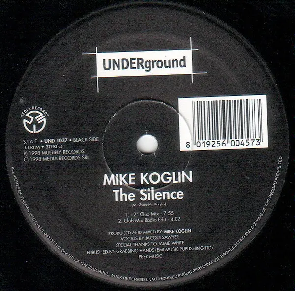 Mike Koglin - The Silence, Electronic, Breakbeat, Trance, 1998 - Underground (2), Italy, Vinyl 1x 12", 33 ⅓ RPM, Stereo