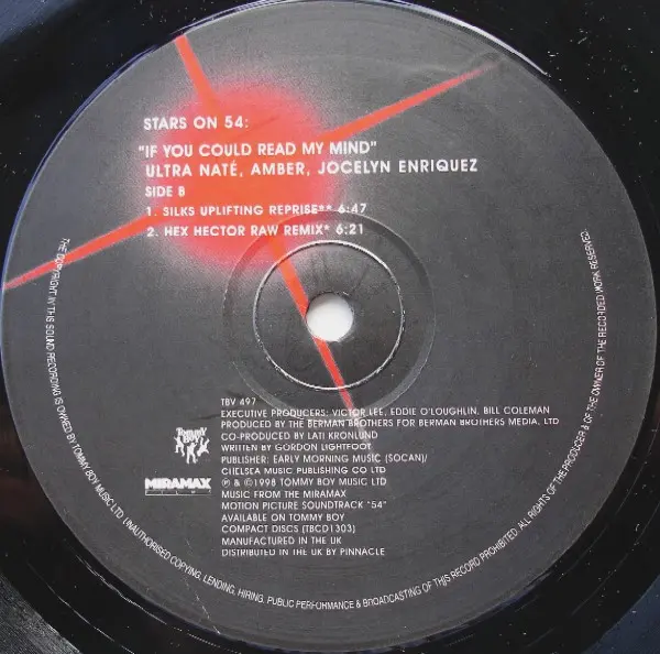 Stars On 54 - If You Could Read My Mind, Electronic, House, 1998 - Tommy Boy, UK, Vinyl 1x 12", 33 ⅓ RPM