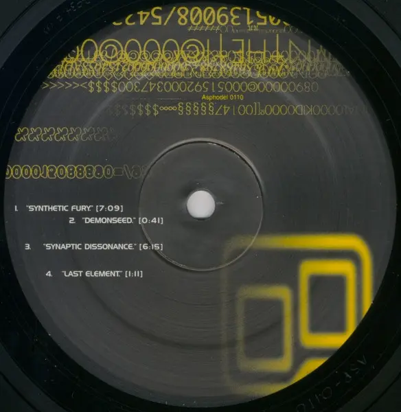 DJ Spooky - Synthetic Fury EP, Electronic, Drum n Bass, Dub, Illbient, 1998 - Asphodel, US, Vinyl 1x 12", 33 ⅓ RPM, EP