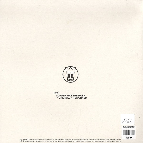 DK - Murder Was The Bass, Electronic, Breaks, Techno, 2003 - DK Records, Sweden, Vinyl 1x 12", 45 RPM
