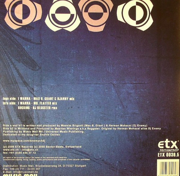 DJ Enemy - I Wanna..., Electronic, Hardstyle, 2008 - ETX Editiontraxx, Switzerland, Vinyl 1x 12"