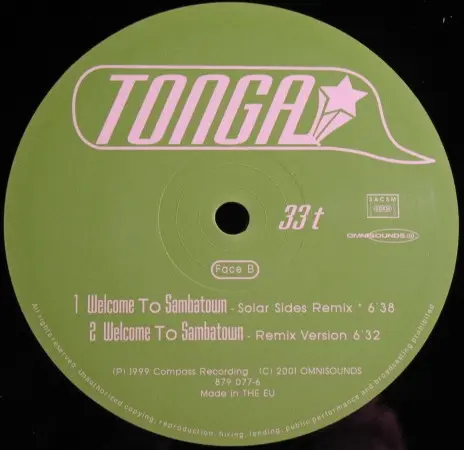 Tonga - Welcome To Sambatown, Electronic, Latin, House, 2001 - Omnisounds, France, Vinyl 1x 12"