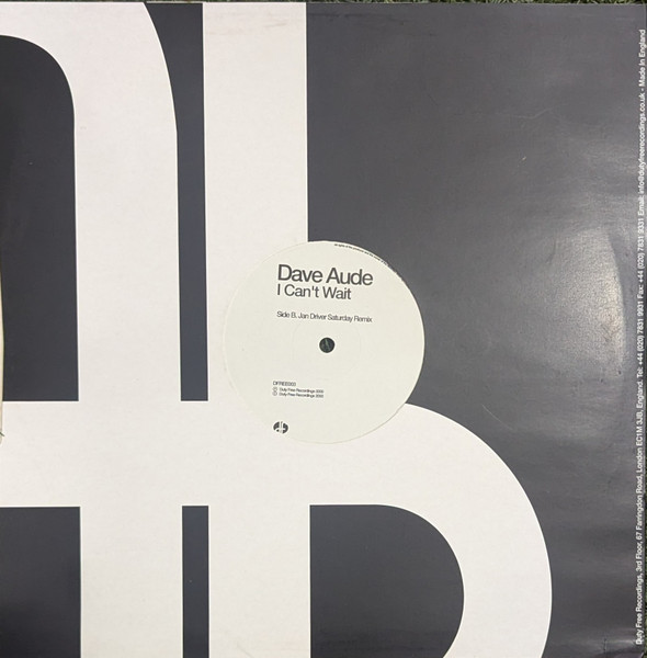 Dave Audé - I Can't Wait, Electronic, House, Progressive House, 2000 - Duty Free Recordings, UK, Vinyl 1x 12"