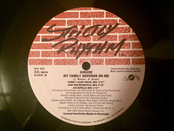 Simone - My Family Depends On Me, Electronic, Garage House, 1991 - Strictly Rhythm, Italy, Vinyl 1x 12", 33 ⅓ RPM