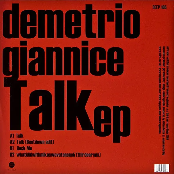 Album cover for Talk EP by Demetrio Giannice