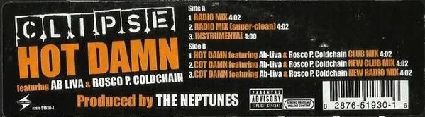 Album cover for Hot Damn by Clipse Featuring Ab-Liva & Rosco P. Coldchain