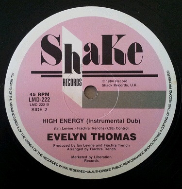 Evelyn Thomas - High Energy, Electronic, Funk / Soul, Disco, Hi NRG, 1984 - Shake Records (6), Australia, Vinyl 1x 12", 45 RP
