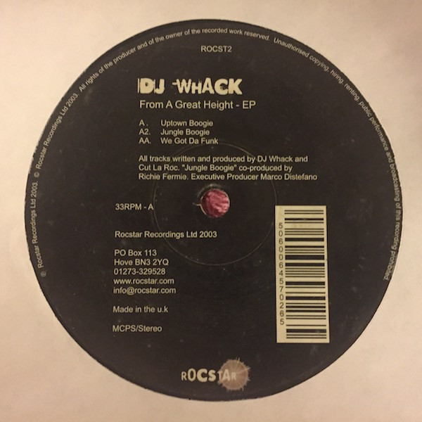 DJ Whack - From A Great Height EP, Electronic, Funk / Soul, Electro, Funk, 2003 - Rocstar Recordings, UK, Vinyl 1x 12"