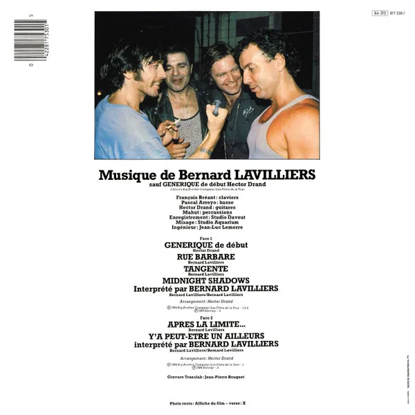 Album cover for Rue Barbare (Extraits De La Bande Originale Du Film Et "Midnight Shadows") by Bernard Lavilliers