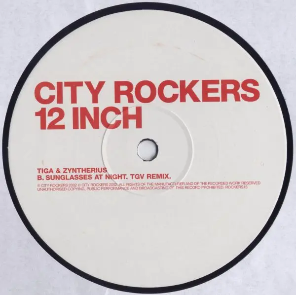 Tiga & Zyntherius - Sunglasses At Night, Electronic, Electroclash, 2002 - City Rockers, UK, Vinyl 1x 12"