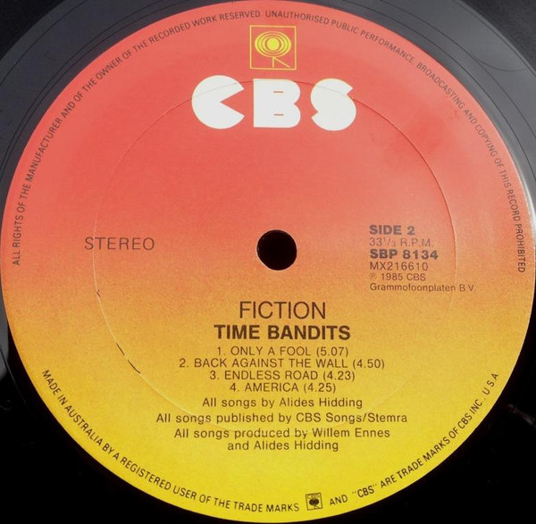 Time Bandits - Fiction, Electronic, Disco, Synth-pop, 1985 - CBS, Australia, Vinyl 1x LP, Album