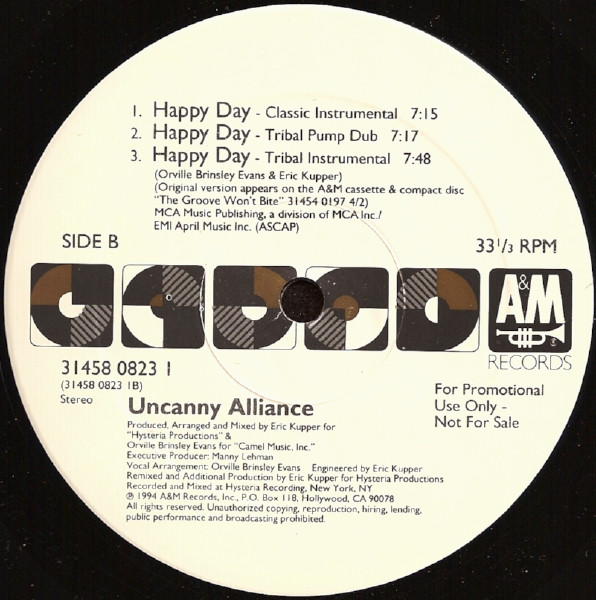 Uncanny Alliance - Happy Day - 1994 - House - A&M Records - Vinyl 1x 12", Promo