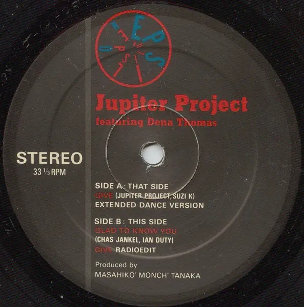 Jupiter Project Featuring Dena Thomas - Give, Electronic, Euro House, New Beat, 1990 - Epsilon (2), Japan, Vinyl 1x 12", 45 R