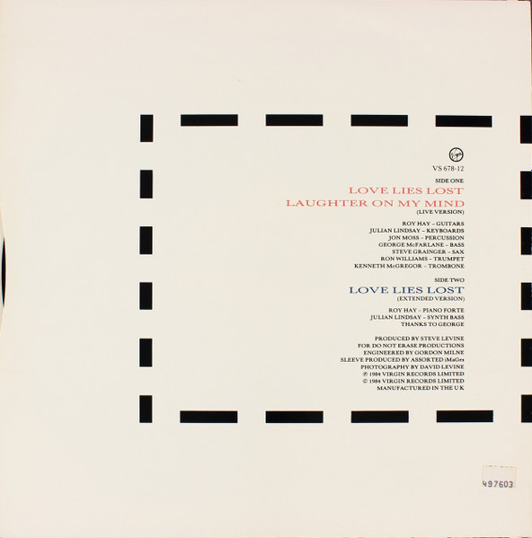 Helen Terry - Love Lies Lost - 1984 - Downtempo, Synth-pop - Virgin - Vinyl 1x 12", 45 RPM, Single