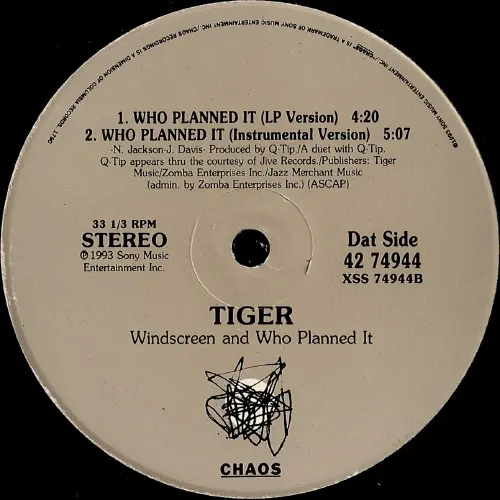 Tiger - Windscreen / Who Planned It, Hip Hop, Ragga HipHop, 1993 - Chaos Recordings, US, Vinyl 1x 12", 33 ⅓ RPM