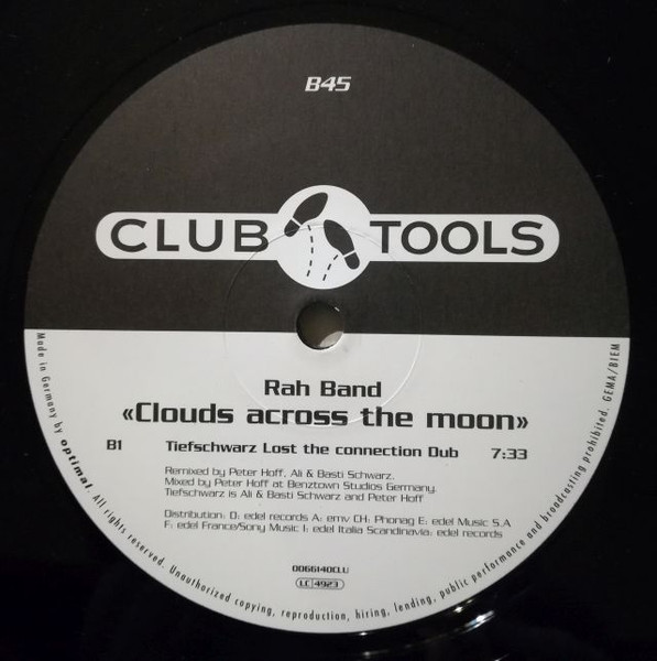 RAH Band - Clouds Across The Moon, Electronic, House, Synth-pop, 1999 - Club Tools, Germany, Vinyl 1x 12", 45 RPM, Stereo
