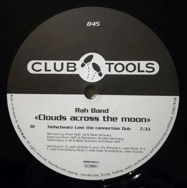 RAH Band - Clouds Across The Moon, Electronic, House, Synth-pop, 1999 - Club Tools, Germany, Vinyl 1x 12", 45 RPM, Stereo