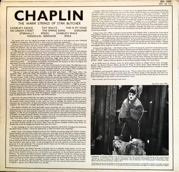 Album cover for Chaplin by Warm Strings Of Stan Butcher, The