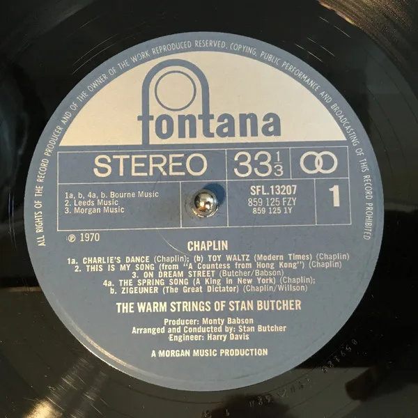 Album cover for Chaplin by Warm Strings Of Stan Butcher, The