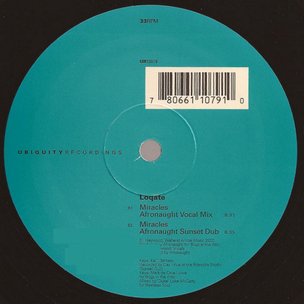 Loqate - Miracles, Electronic, Deep House, Future Jazz, 2001 - Ubiquity, US, Vinyl 1x 12", 33 ⅓ RPM