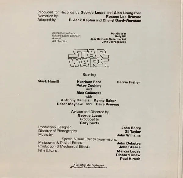 Album cover for The Story Of Star Wars by Original Star Wars Cast, The With Narration By Roscoe Lee Brown