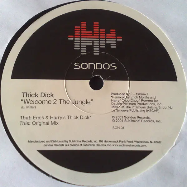 Thick Dick - Welcome 2 The Jungle, Electronic, Tech House, Tribal, Tribal House, 2001 - Sondos, US, Vinyl 1x 12", 33 ⅓ RPM