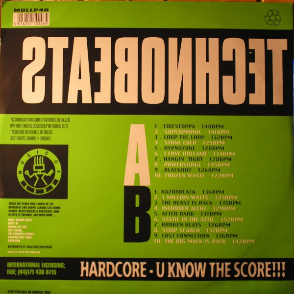 Bassman (7) - Technobeats Volume 001, Electronic, Breaks, Techno, Music Of Life, UK, Vinyl 1x LP