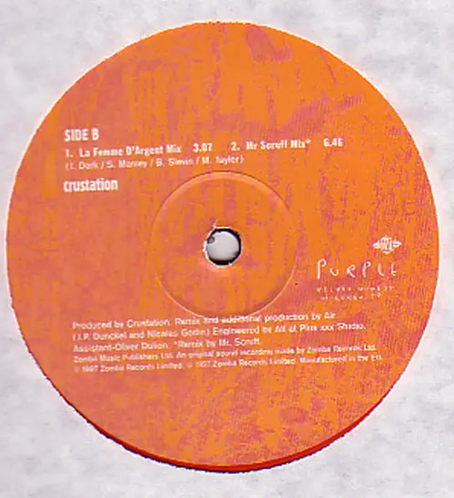 Crustation - Purple, Electronic, Downtempo, Trip Hop, 1997 - Jive, UK, Vinyl 1x 12", 33 ⅓ RPM