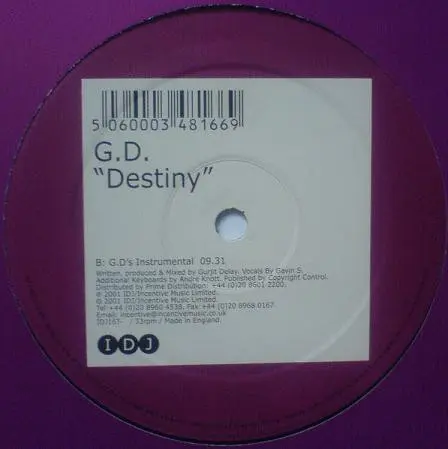 GD - Destiny, Electronic, Trance, 2001 - IDJ, UK, Vinyl 1x 12"