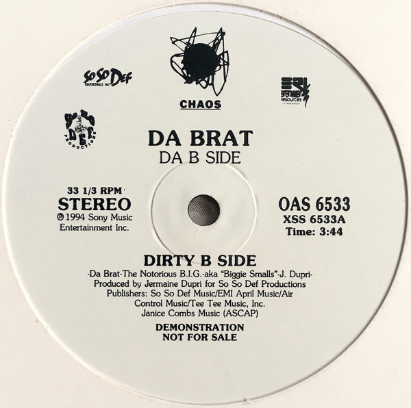 Da Brat - Da B Side, Hip Hop, 1994 - Columbia, US, Vinyl 1x 12", 33 ⅓ RPM, Promo