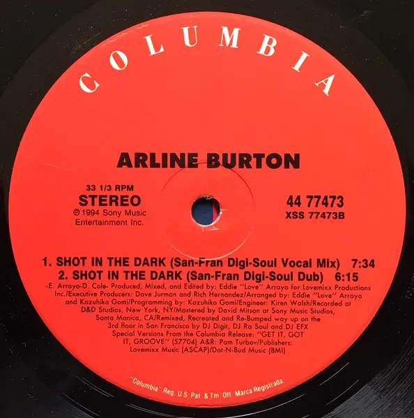 Arline Burton - Shot In The Dark, Electronic, Garage House, 1994 - Columbia, US, Vinyl 1x 12", 33 ⅓ RPM