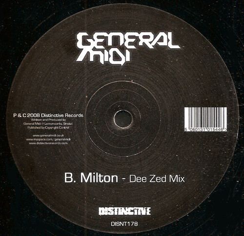 General Midi - Milton, Electronic, Breaks, Electro, 2008 - Distinct'ive Records, UK, Vinyl 1x 12"