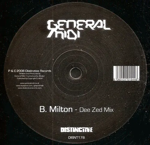 General Midi - Milton, Electronic, Breaks, Electro, 2008 - Distinct'ive Records, UK, Vinyl 1x 12"