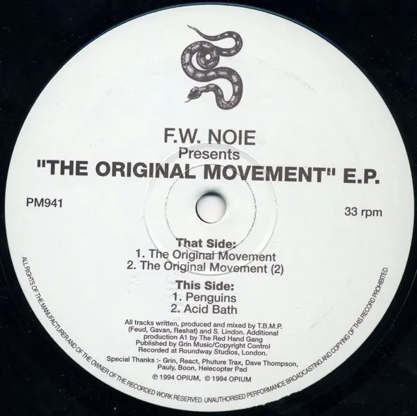 F.W. Noie - The Original Movement E.P., Electronic, Techno, Tribal, 1994 - Opium, UK, Vinyl 1x 12"