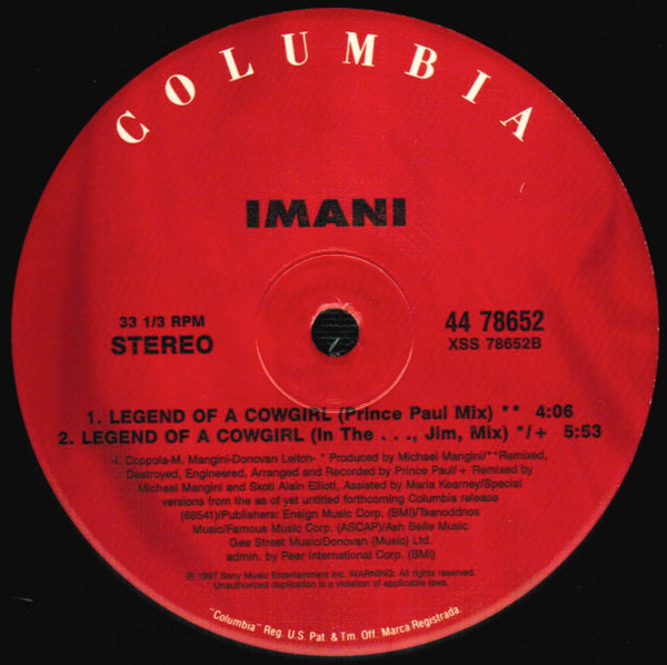 Imani Coppola - Legend Of A Cowgirl, Electronic, Hip Hop, Breaks, 1997 - Columbia, US, Vinyl 1x 12"