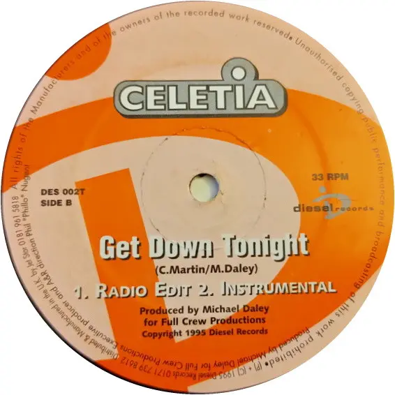 Celetia - Get Down Tonight, Hip Hop, RnB/Swing, 1995 - Diesel Records, UK, Vinyl 1x 12"