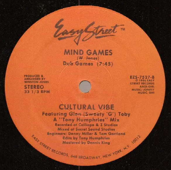 Cultural Vibe - Mind Games, Electronic, House, 1986 - Easy Street Records, US, Vinyl 1x 12", 33 ⅓ RPM