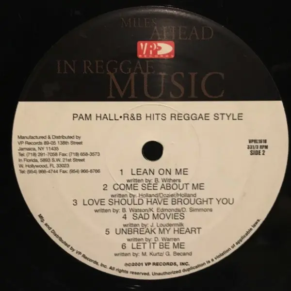 Pam Hall - R & B Hits Reggae Style, Reggae, Lovers Rock, 2001 - VP Records, US, Vinyl 1x LP, Album