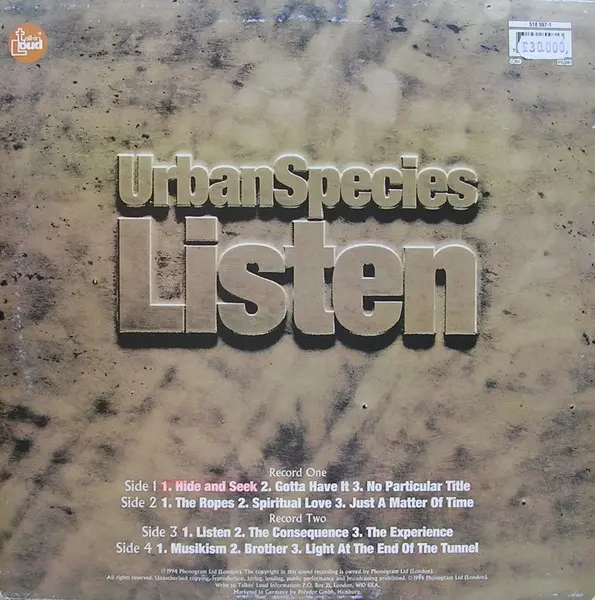 Urban Species - Listen, Hip Hop, Conscious, Jazzy Hip-Hop, Ragga HipHop, 1994 - Talkin' Loud, Europe, Vinyl 2x LP, Album, Lim