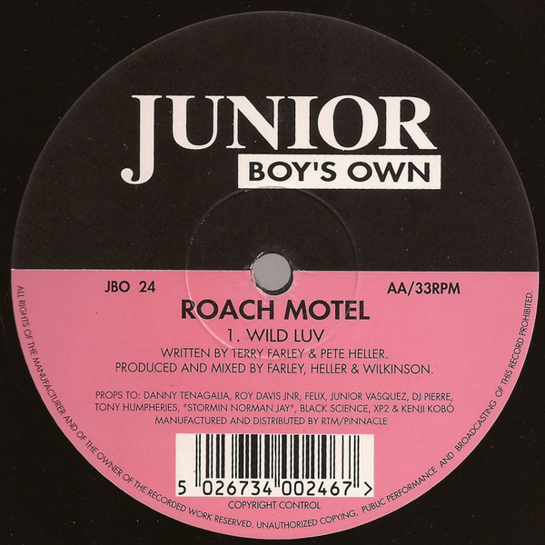 Roach Motel - Happy Bizzness / Wild Luv, Electronic, House, 1994 - Junior Boy's Own, UK, Vinyl 1x 12", 33 ⅓ RPM