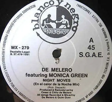 Album cover for Night Moves by De Melero Featuring Monica Green