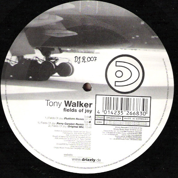 Tony Walker - Field Of Joy, Electronic, Trance, 2000 - Drizzly, Germany, Vinyl 1x 12", 33 ⅓ RPM, 45 RPM