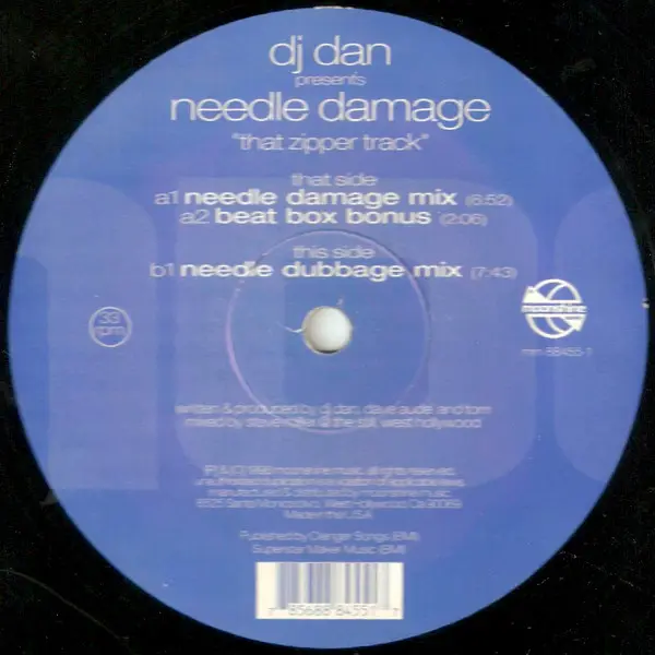 DJ Dan Presents Needle Damage - That Zipper Track, Electronic, House, Tech House, 1999 - Moonshine Music, US, Vinyl 1x 12", 3