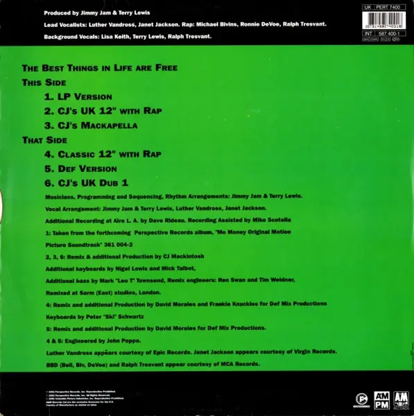 Luther Vandross & Janet Jackson With Special Guests Bell Biv Devoe & Ralph Tresvant - The Best Things In Life Are Free, Elect