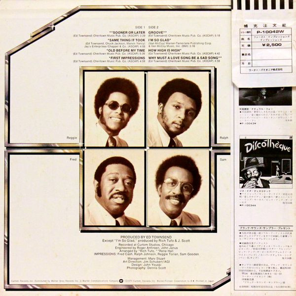 Impressions, The - First Impressions, Funk / Soul, Funk, Soul, 1975 - Curtom, Japan, Vinyl 1x LP, Album, Promo